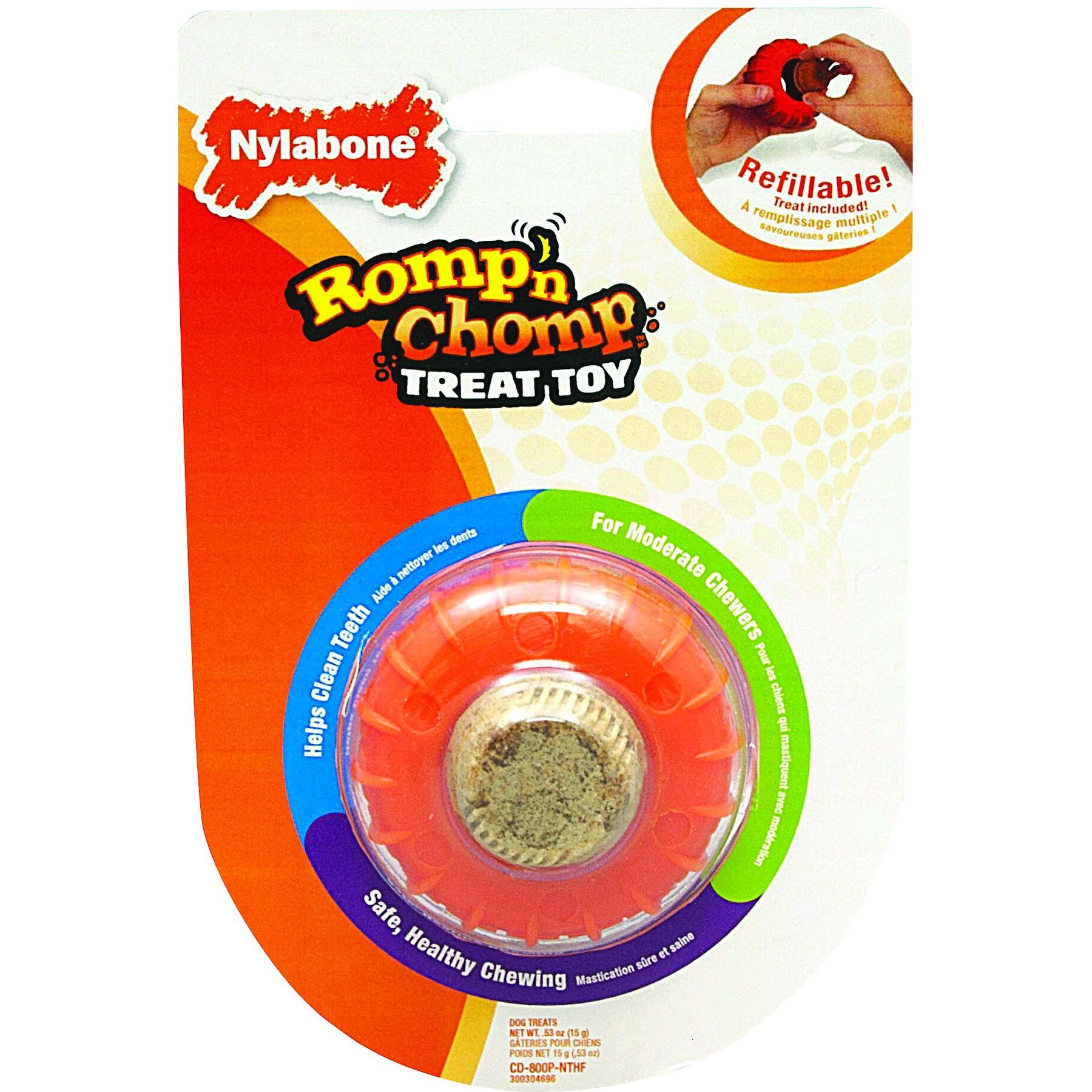 Discontinued NYLABONE Romp n Chomp Roller Dog Treat Toy Large