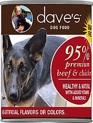 Dave's Pet Food 95% Premium Meats Grain-Free Beef & Chicken Recipe Canned Dog Food, 12.5-oz, case of 12