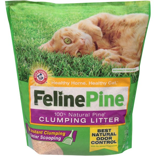 FELINE PINE Scoop Unscented Clumping Wood Cat Litter, 8lb bag