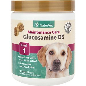 NaturVet Maintenance Care Glucosamine DS Soft Chews Joint Supplement for Dogs & Cats, 120 count