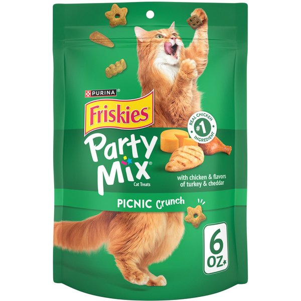 FRISKIES Party Mix Lobster Mac 'N' Cheese Flavors Crunchy Cat Treats, 6