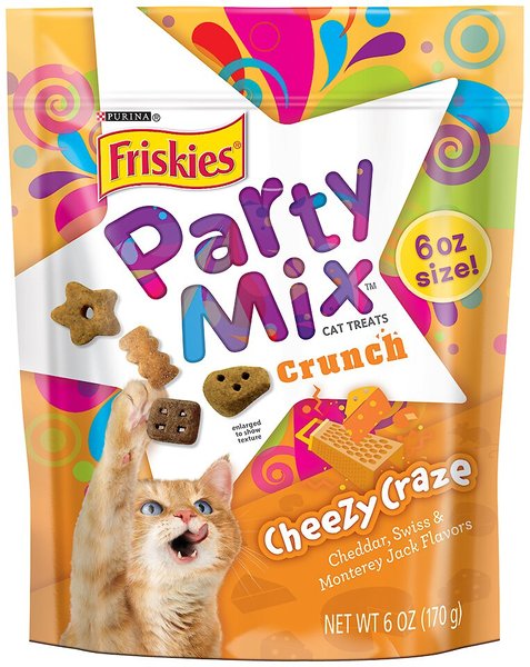 Friskies Party Mix Cheezy Craze Crunch Flavor Crunchy Cat Treats, 6-oz bag slide 1 of 8