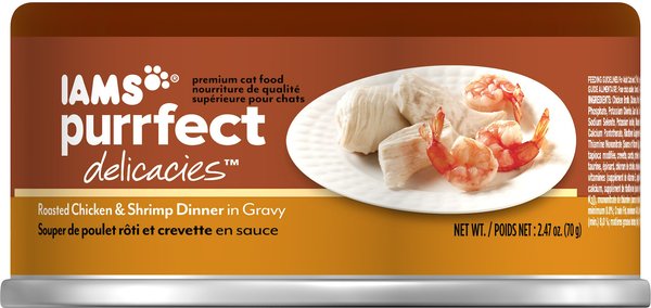 Iams Purrfect Delicacies Roasted Chicken Shrimp Dinner in Gravy Canned Cat Food