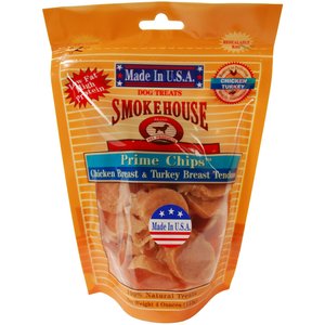 Smokehouse USA Chicken Breast & Turkey Breast Tendons Prime Chips Dog Treats, 4-oz bag