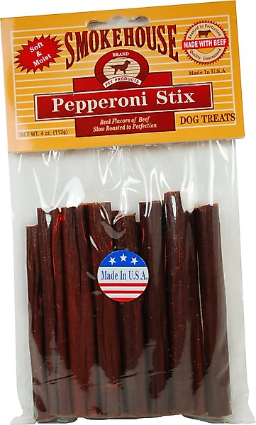 Smokehouse USA 4" Pepperoni Stix Dog Treats, 4-oz bag slide 1 of 7