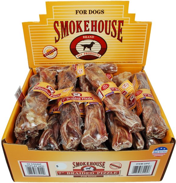 Smokehouse USA 7" Braided Pizzle Sticks Dog Treats, Case of 32 slide 1 of 2
