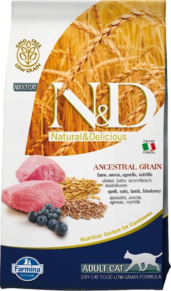 Farmina Natural & Delicious Lamb & Ancestral Low-Grain Formula Dry Cat Food, 3.3-lb bag slide 1 of 6