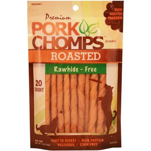 Premium Pork Chomps Roasted Twists Dog Treats, Small, 20 count bag