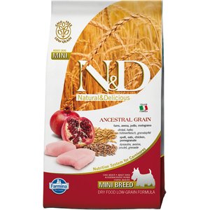 Farmina Natural & Delicious Chicken & Ancestral Low-Grain Mini Breed Formula Dry Dog Food, 5.5-lb bag