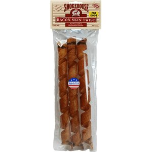 Smokehouse USA Bacon Skin Twists Dog Treats, Large, 3 pack