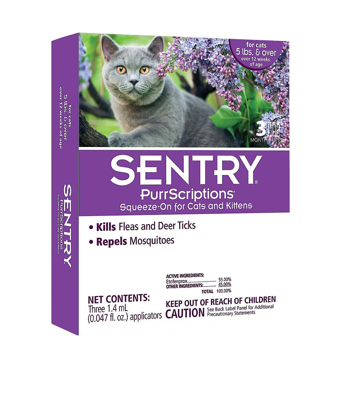 SENTRY PurrScriptions Flea & Tick Spot Treatment for Cats, over 5 lbs