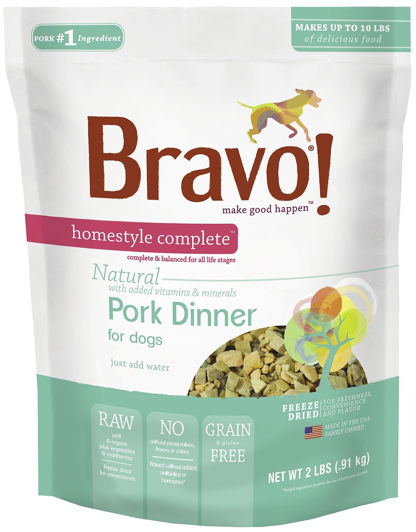 BRAVO! Homestyle Complete Pork Dinner GrainFree FreezeDried Dog Food