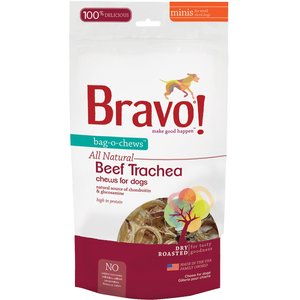 Bravo! Bag-O-Chews Beef Trachea Minis Dry-Roasted Dog Treats, 7-oz bag
