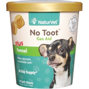 NaturVet No Toot Plus Fennel Soft Chews Digestive Supplement for Dogs, 70 count