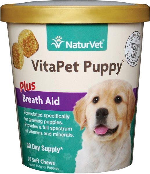 NaturVet VitaPet Puppy Plus Breath Aid Soft Chews Multivitamin for Dogs, 70 count slide 1 of 5