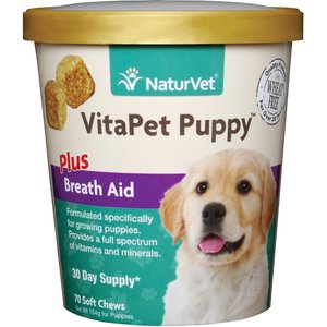 NaturVet VitaPet Puppy Plus Breath Aid Soft Chews Multivitamin for Dogs, 70 count