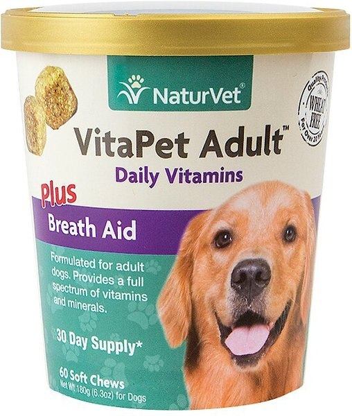 NaturVet VitaPet Adult Plus Breath Aid Soft Chews Multivitamin for Dogs, 60 count slide 1 of 4