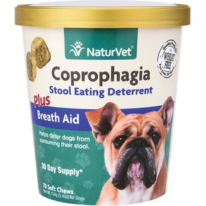 NaturVet Coprophagia Plus Breath Aid Soft Chews Coprophagia Supplement for Dogs, 70 count