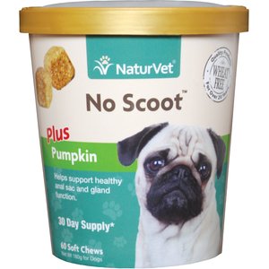 NaturVet No Scoot Plus Pumpkin Soft Chews Digestive Supplement for Dogs, 60 count