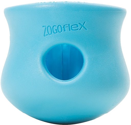 West Paw Zogoflex Toppl Tough Treat Dispensing Dog Chew Toy, Aqua Blue, Large