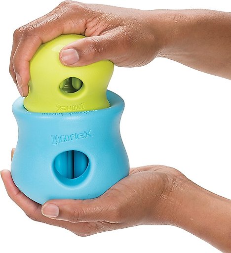 West Paw Zogoflex Toppl Tough Treat Dispensing Dog Chew Toy, Aqua Blue, Large