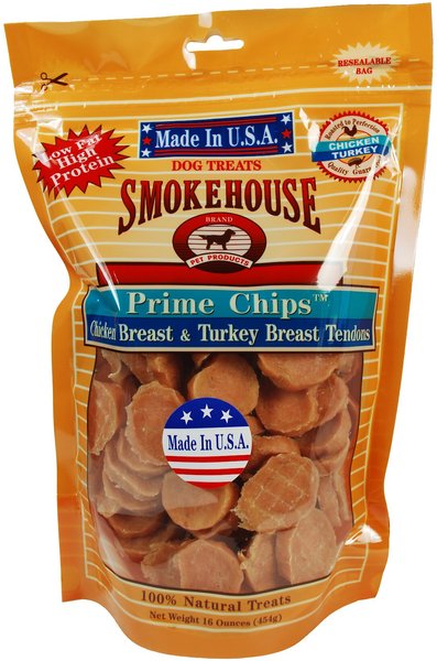 Smokehouse USA Chicken Breast & Turkey Breast Tendons Prime Chips Dog Treats, 16-oz bag slide 1 of 2