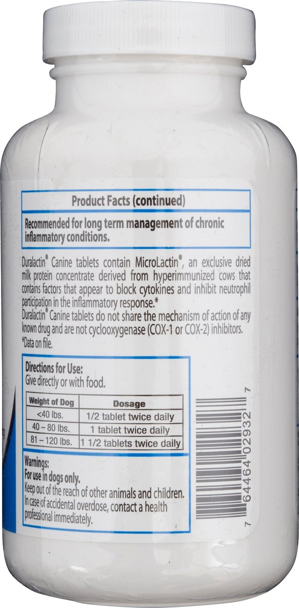 DURALACTIN Canine Chewable Vanilla Flavored Tablet Dog Supplement, 60 ...