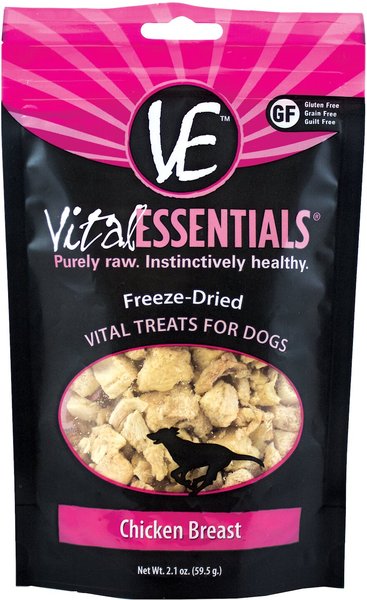 Vital Essentials Chicken Breast Freeze-Dried Raw Dog Treats, 2.1-oz bag slide 1 of 7
