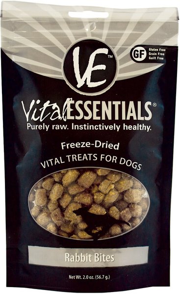 Vital Essentials Rabbit Bites Freeze-Dried Raw Dog Treats, 2-oz bag slide 1 of 6