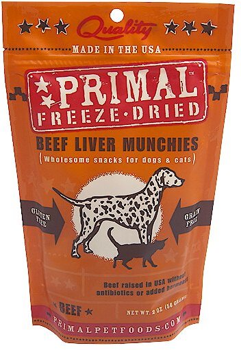 Primal Freeze-Dried Grain Free Beef Liver Munchies Dog and Cat Treats