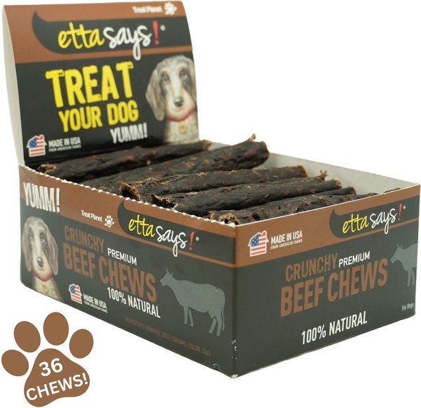 Etta Says! Crunchy Beef Chews Dog Treats, 36 count slide 1 of 5