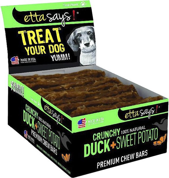 Etta Says! Crunchy Duck + Sweet Potato Chew Bars Dog Treats, 12 count slide 1 of 4