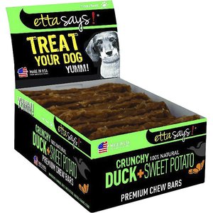 Etta Says! Crunchy Duck + Sweet Potato Chew Bars Dog Treats, 12 count