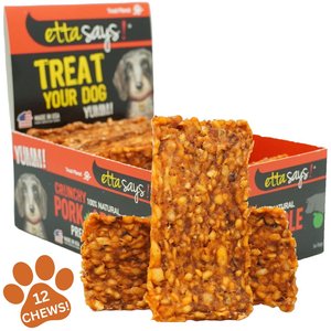 Etta Says! Crunchy Pork + Apple Chew Bars Dog Treats, 12 count