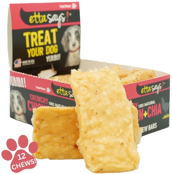 Etta Says! Crunchy Chicken + Chia Chew Bars Dog Treats, 12 count slide 1 of 3
