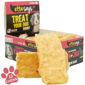 Etta Says! Crunchy Chicken + Chia Chew Bars Dog Treats, 12 count