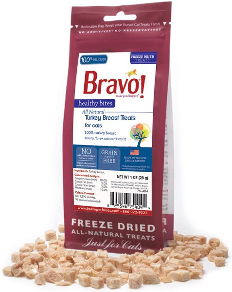 Bravo! Healthy Bites Turkey Breast Freeze-Dried Cat Treats, 1-oz bag slide 1 of 4