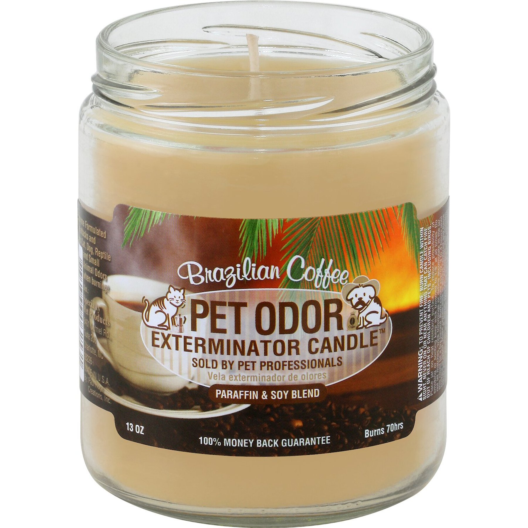 Pet Odor Exterminator Brazilian Coffee Deodorizing Candle, 13-oz jar
