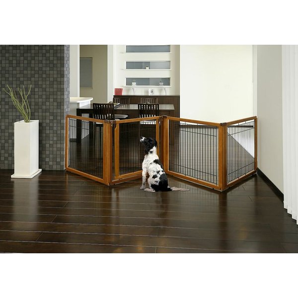 RICHELL Convertible Elite 4Panel Gate for Dogs & Cats, Brown