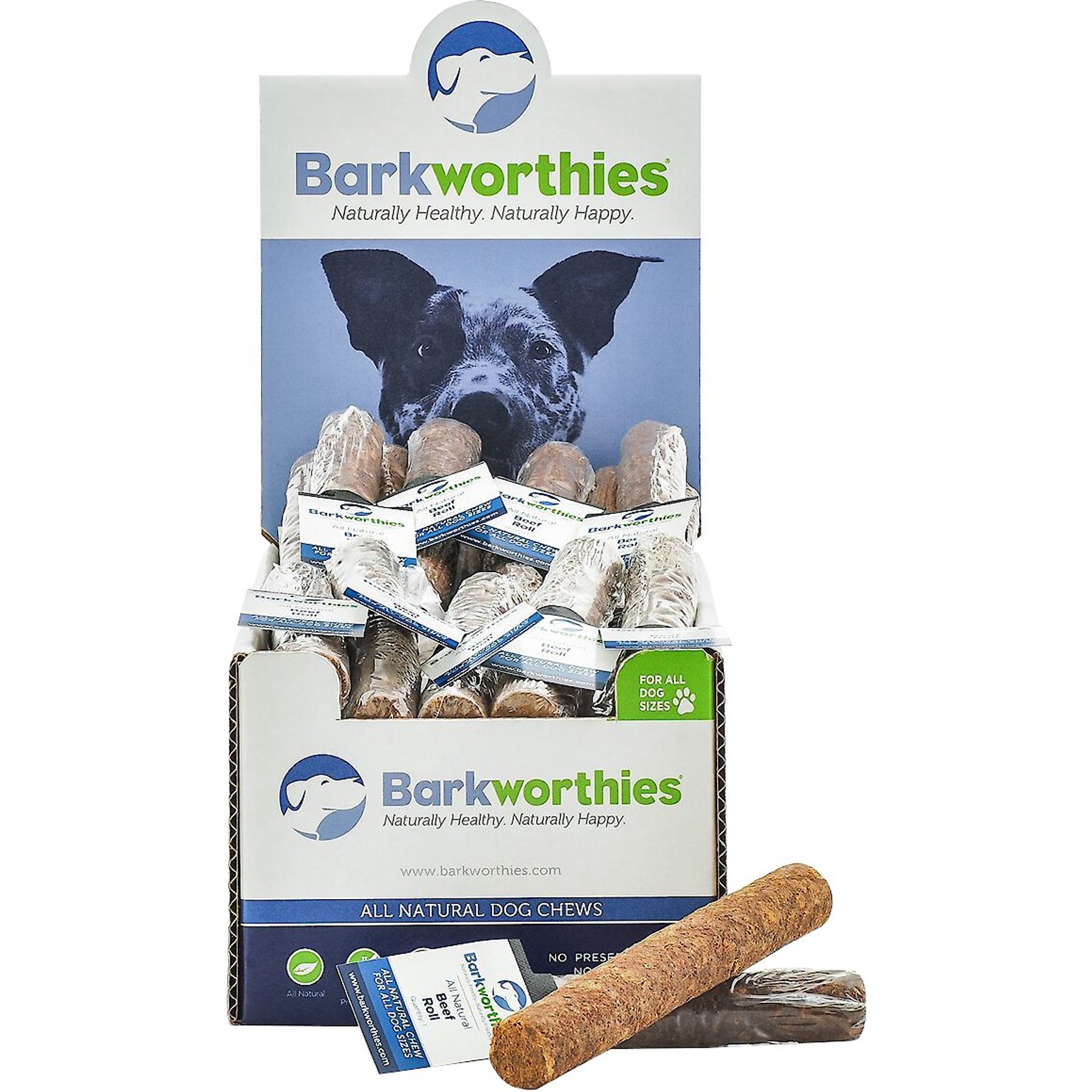 Barkworthies Beef Roll 6 Dog Treats Case of 60