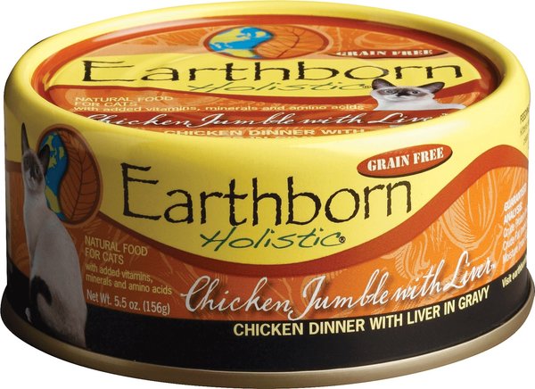 Earthborn Holistic Chicken Jumble with Liver Grain-Free Natural Canned Cat & Kitten Food, 5.5-oz, case of 24 slide 1 of 7