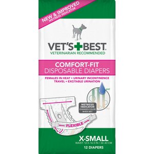 Vet's Best Comfort-Fit Disposable Female Dog Diapers, X-Small: 12.5 to 16.5-in waist, 12 count