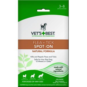 Vet's Best Flea + Tick Spot-On for Dogs, 0.6-oz bottle