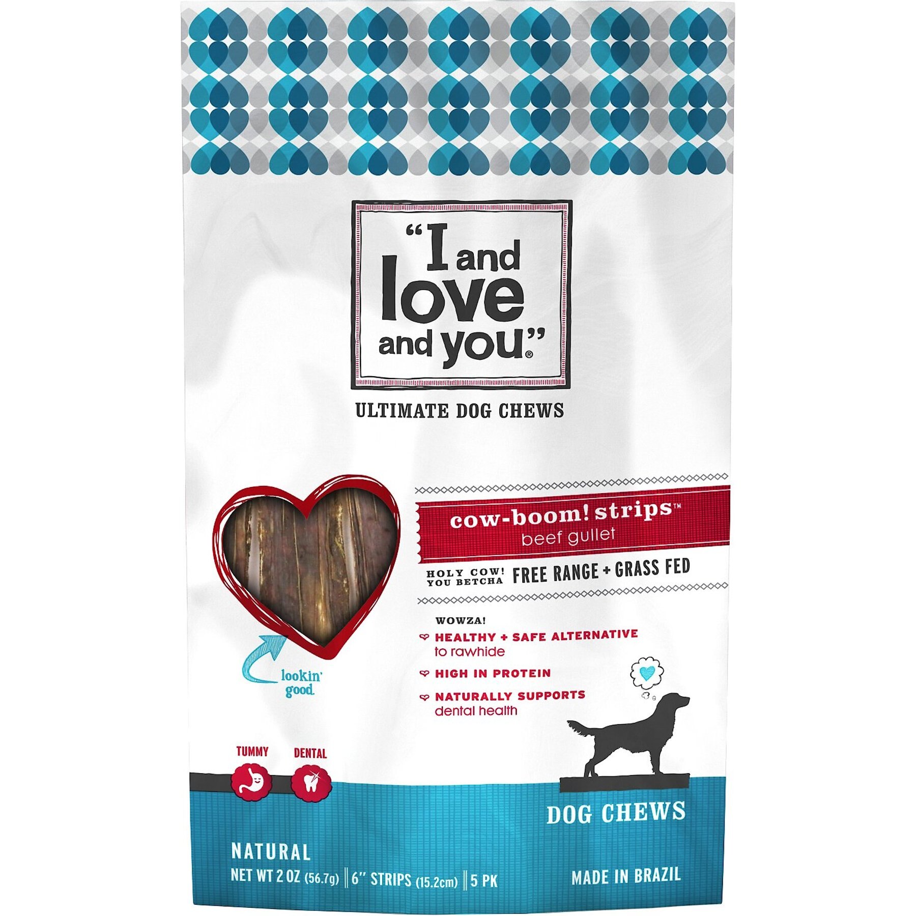 I and Love and You Free-Range Grass-Fed Cow-Boom! Strips Beef Gullet Dog Chews