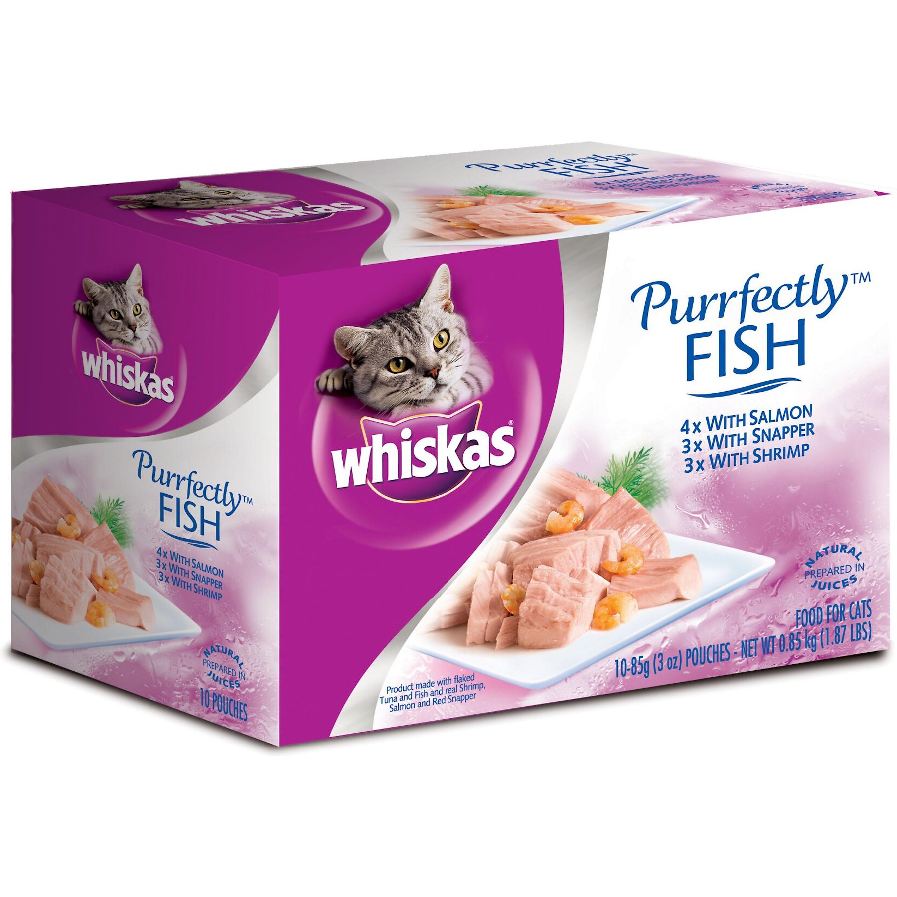 Whiskas purrfectly fish tuna entree cat food pouches 3 oz 2025 case of 24