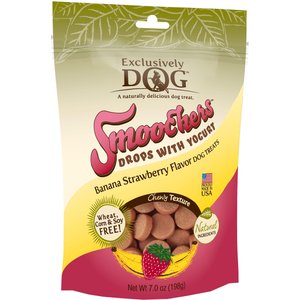 Exclusively Dog Smoochers Yogurt Drops Banana & Strawberry Flavor Grain-Free Dog Treats, 7-oz bag