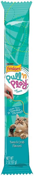 Friskies Pull n Play Tender Strings Tuna Crab Flavors Cat Treats 2 oz pouch