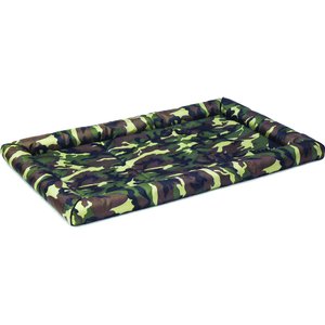 MidWest Ultra Durable Bolster Cat & Dog Bed, Green Camo, 36-inch