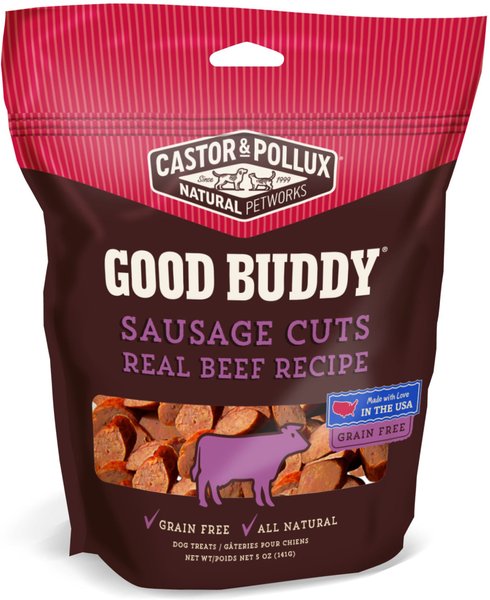 Castor & Pollux Good Buddy Sausage Cuts Real Beef Recipe Grain-Free Dog Treats, 5-oz bag slide 1 of 2