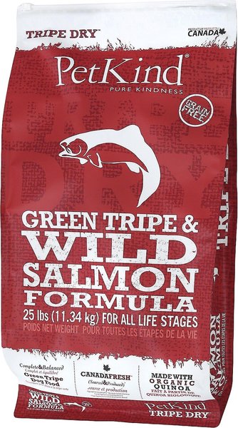 PetKind Tripe Dry Grain-Free Green Tripe & Wild Salmon Dry Dog Food, 25-lb bag slide 1 of 5